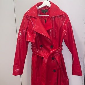 Faux patent leather pea coat. New. Tags on.